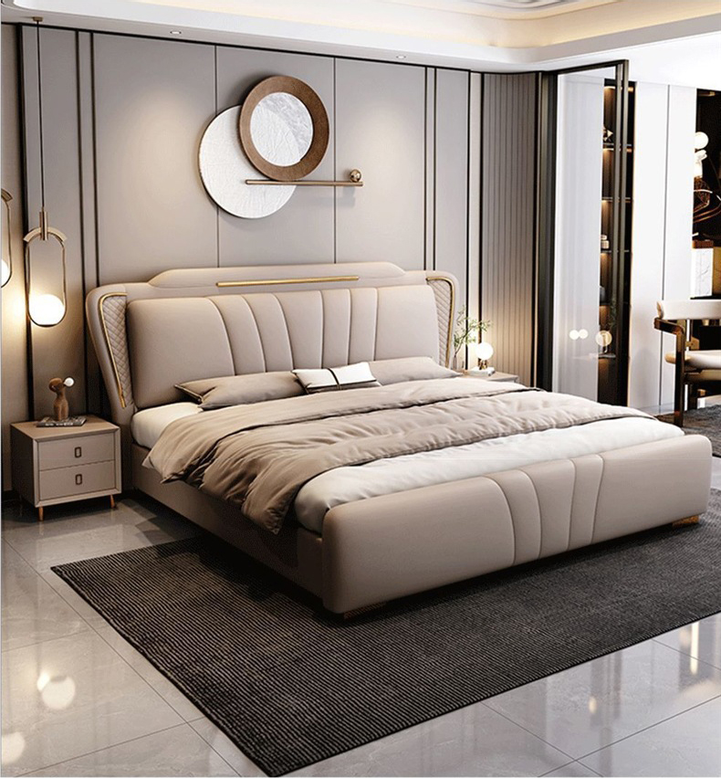 Giường Ngủ Da Bò Cao Cấp Thiết Kế Tối Giản ODGN30